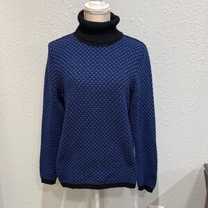 Karen Scott Cotton Textured Turtleneck Sweater Two-Tone Size Medium